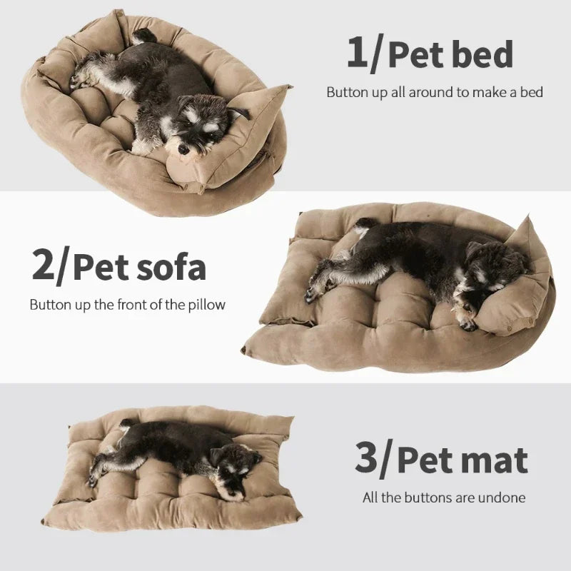 Multifunctional Pet Dog Bed Thickened 3 in 1 Dogs Cat Sleeping Bed Sofa Warm Winter Puppy Kitten Nest Kennel Soft Pet Cushion