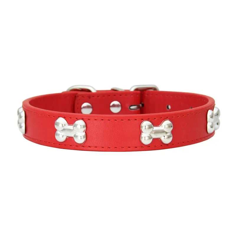 Bone Leather Durable Pet Dog Collars Puppy Pug Collars for Small Large Dog Chihuahua Cat Accessories Pet Collar for Small Dogs