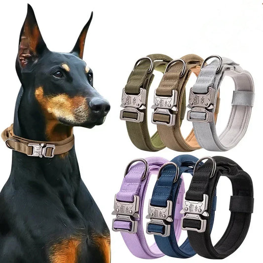 Nylon Tactical Dog Collar with Handle, Military Adjustable Pet Training Collars, Medium Large Dogs, German Shepherd