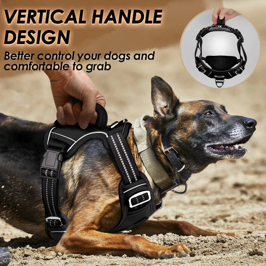 No Pull Dog Harness No Choke Easy Control Handle Reflective Pet Harness 2 Leash Clips Adjustable Soft Padded Dog Vest