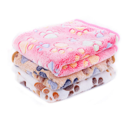 XS-L Thin Pet Blanket Winter Dog Bed Mat Foot Print Warm Sleeping Hamster Rabbit Beds Coral Fleece Dog Blanket Bed Warm Cat Beds