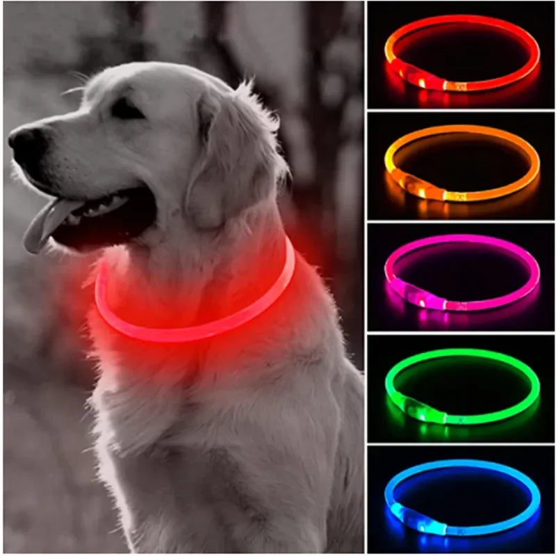 Led Light Dog Collar Detachable Glowing Usb Charging Luminous Leash for Pet Dogs Products Usb Charge Luminous Pet Accessories