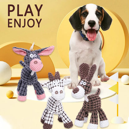 Dog Plush Toy Animals Shape Bite Resistant Squeaky Toys Corduroy Dog Toys for Small Large Dogs Puppy Pets Training Accessories