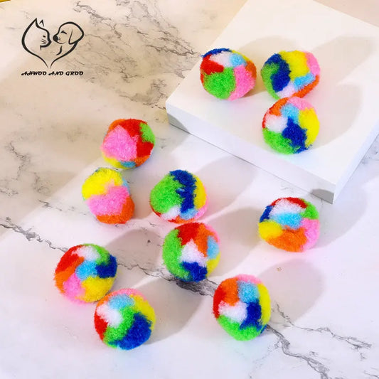 20Pcs/Set Colours Plush Ball Cat Toys Funny Training Mute Ball Soft Cat Toys Cleaning Teeth Interactive Kitten Toys Pet Supplies