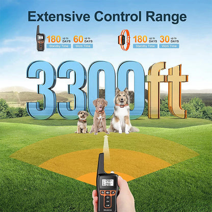 1000M Electric Dog Training Collar Remote Control Waterproof Rechargeable Pet Dog Bark Stop Shock Collar Electric Shocker